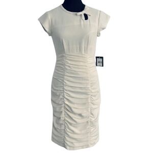 NWT $348.00 XS Stunning NANETTE LEPORE Cream Dress Bow Designer Extra Small Sz 2
